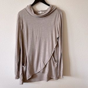 Cream Long Sleeve Terry Knit Top, Tulip Hem, Size XL, Magnolia Grace, Tu…